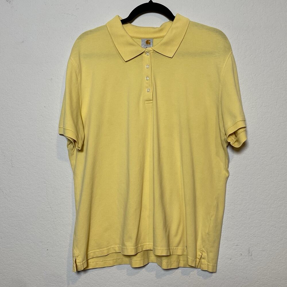 Carhartt Buttery Yellow Polo Womens XL Preppy Casual Classic Relaxed Outdoor Rug
